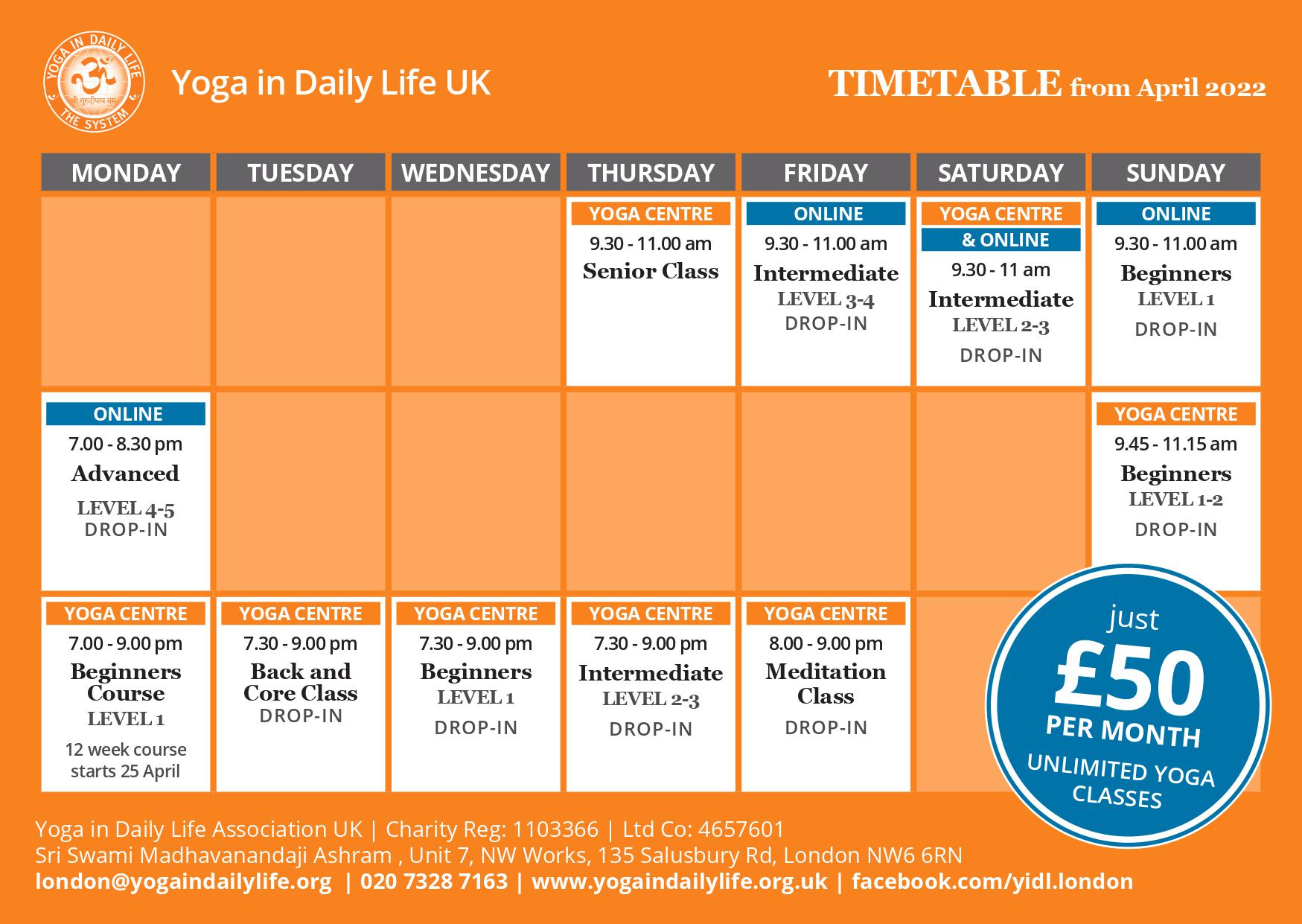 2020 Timetable Facebook