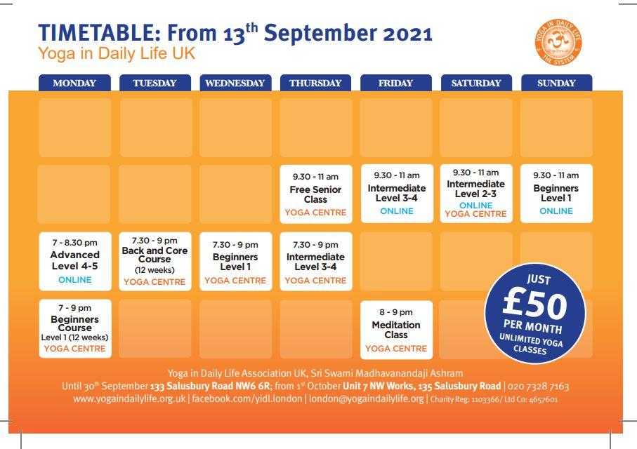 2020 Timetable Facebook