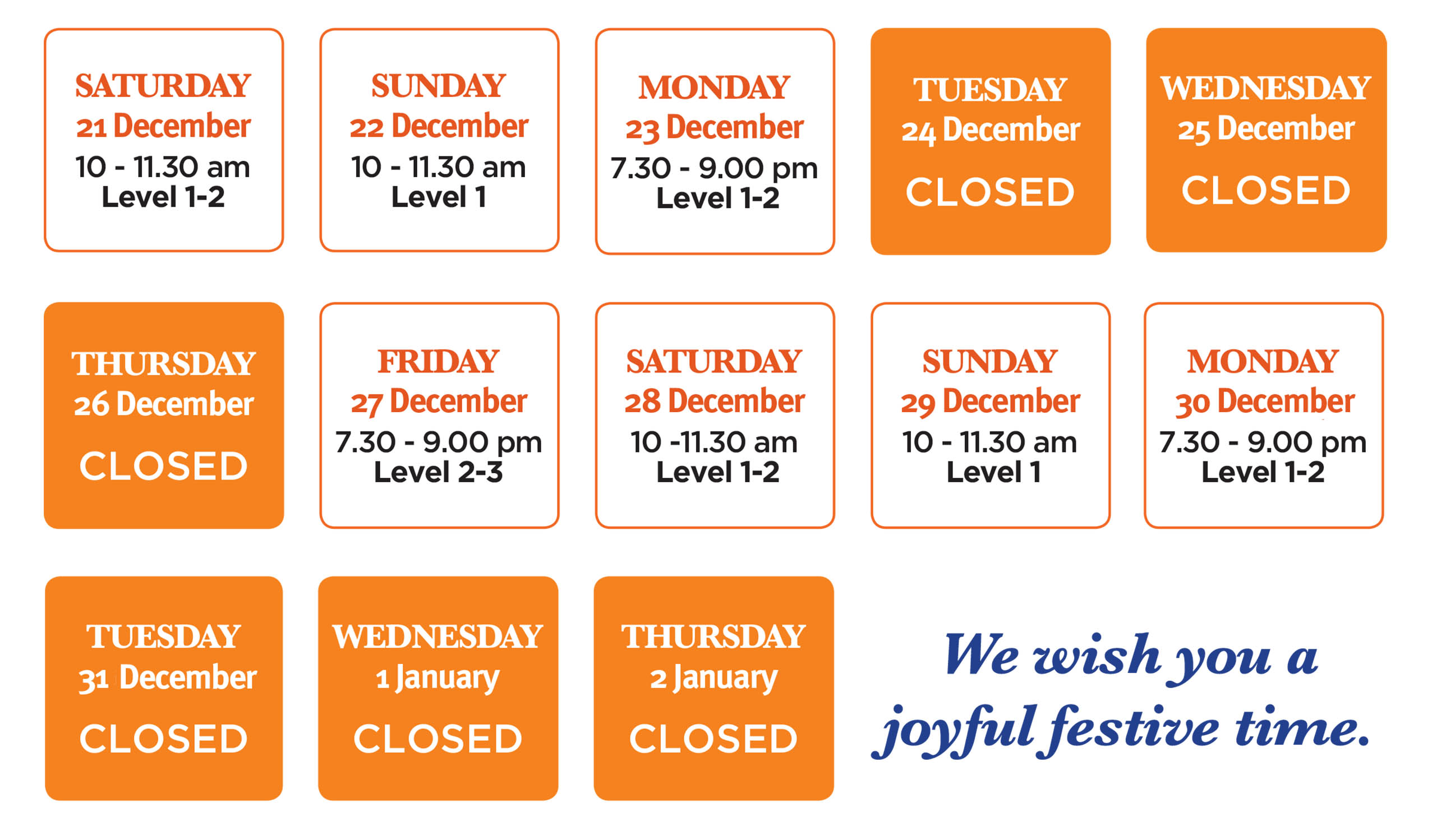 2019 Festive Timetable A4 V4