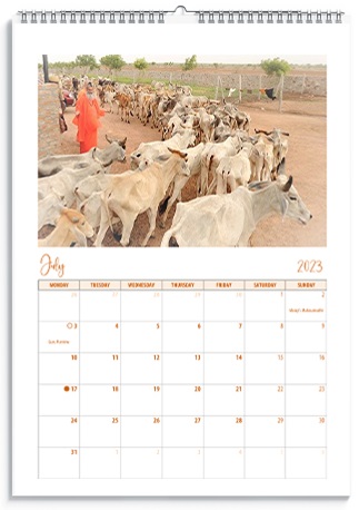 Gaushala Calendar July spiral bound